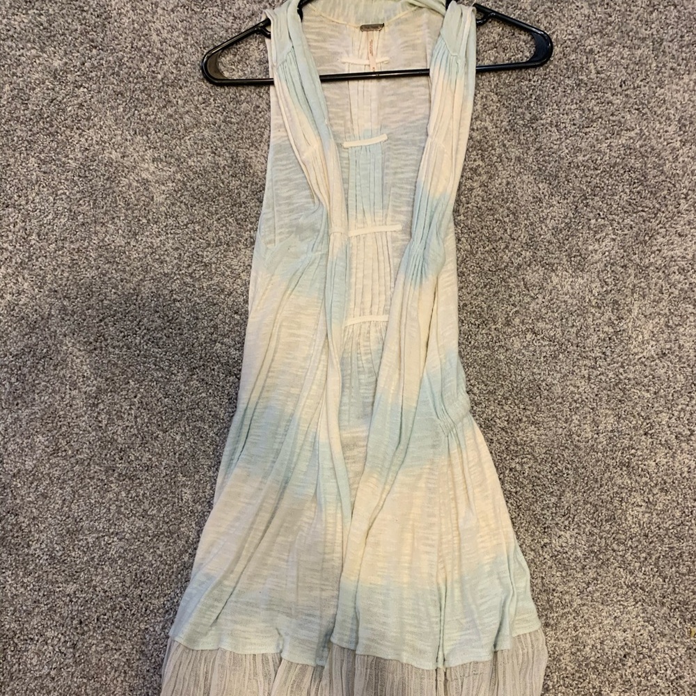 Free People Cotton gauzy ruffle vest duster